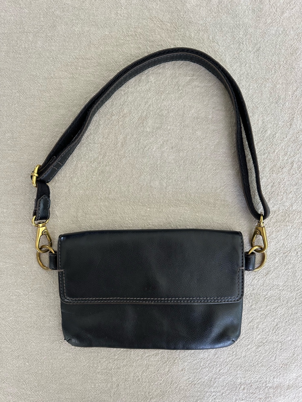 Fossil Classic Black Leather Belt or Shoulder Bag